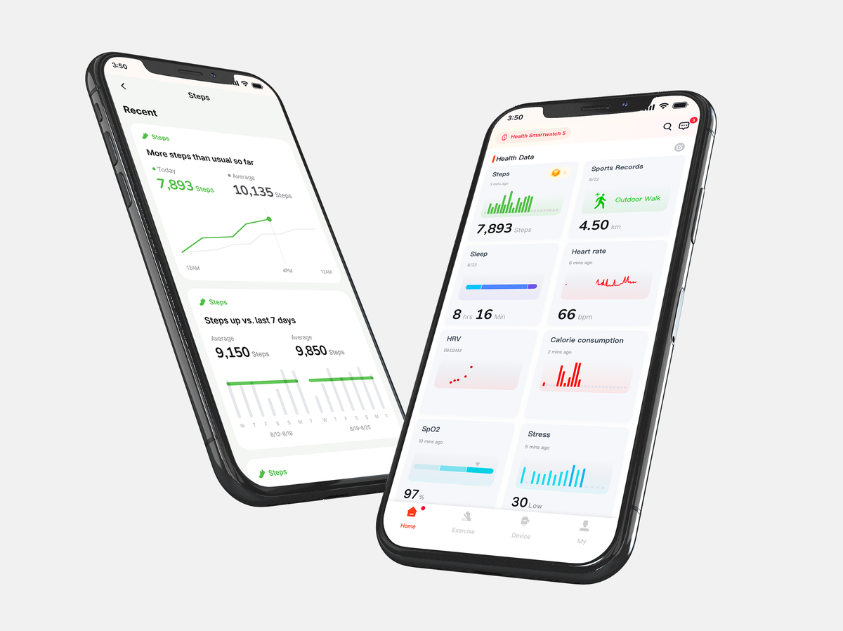 Phone showing the health data app