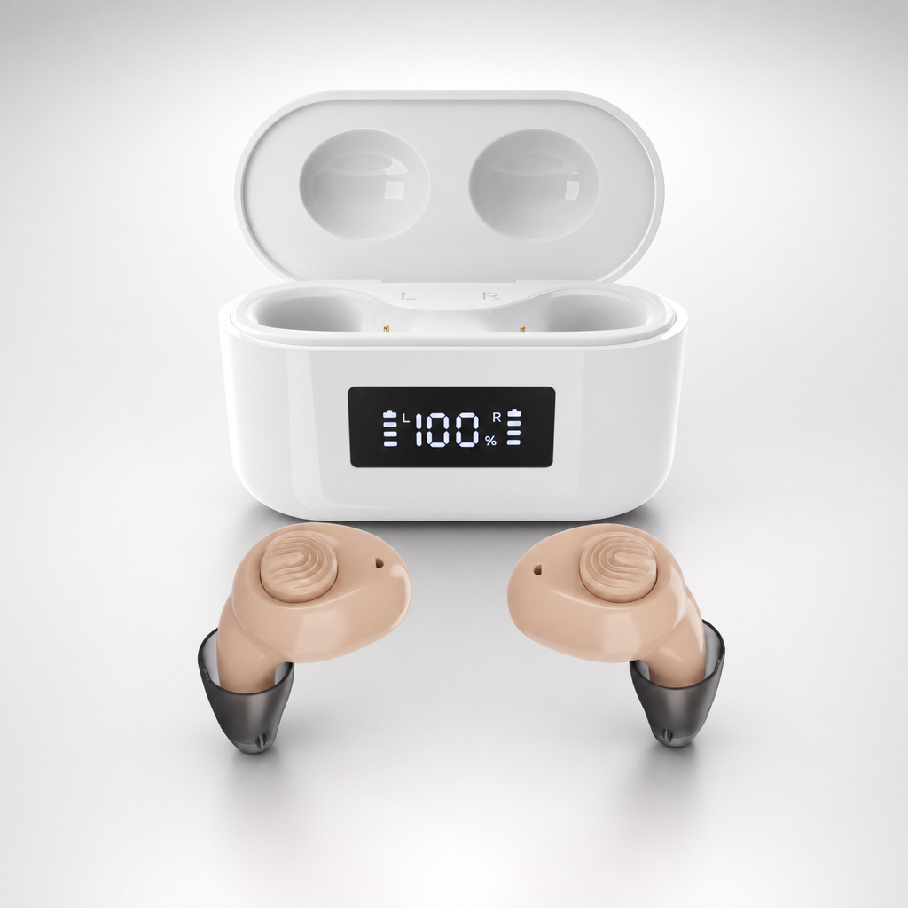 Discreet skin-tone, in-the-ear design